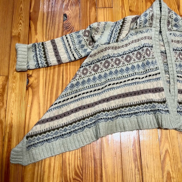 Anthro Sleeping On Snow Cardigan M Fair isle Knit Cottage Grandmacore Waterfall - Picture 8 of 16